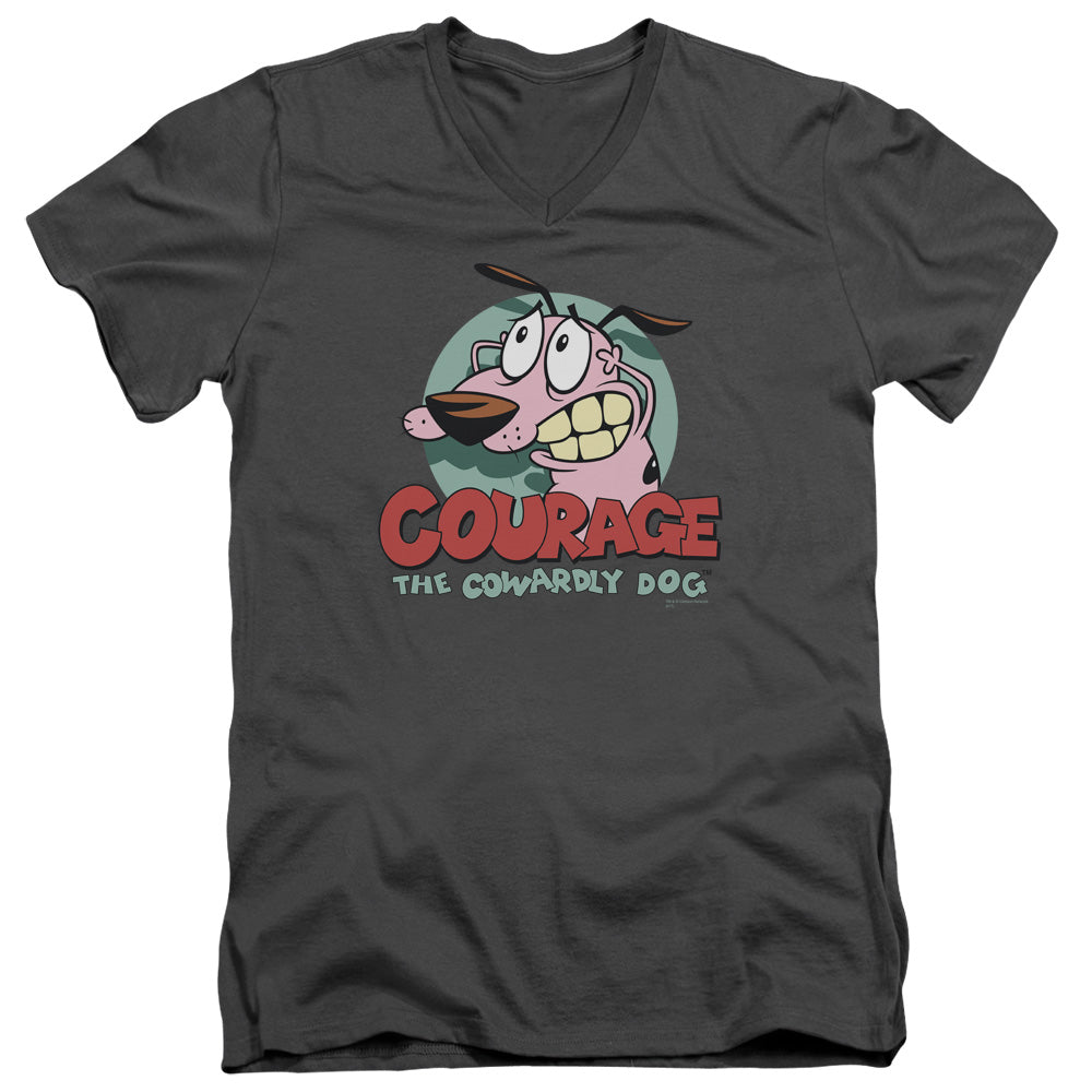 Courage the Cowardly Dog Courage Mens Slim Fit V-Neck T Shirt Charcoal