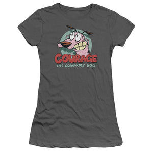 Courage the Cowardly Dog Courage Junior Sheer Cap Sleeve Womens T Shirt Charcoal