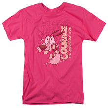 Load image into Gallery viewer, Courage the Cowardly Dog Running Scared Mens T Shirt Hot Pink