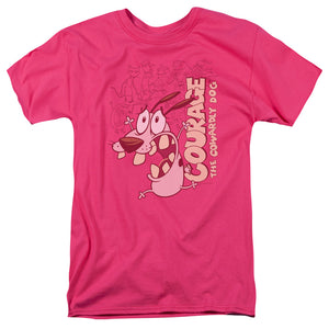 Courage the Cowardly Dog Running Scared Mens T Shirt Hot Pink