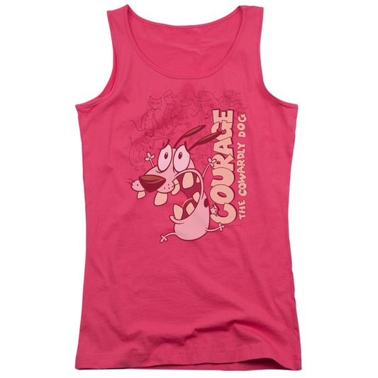 Courage the Cowardly Dog Running Scared Womens Tank Top Shirt Hot Pink