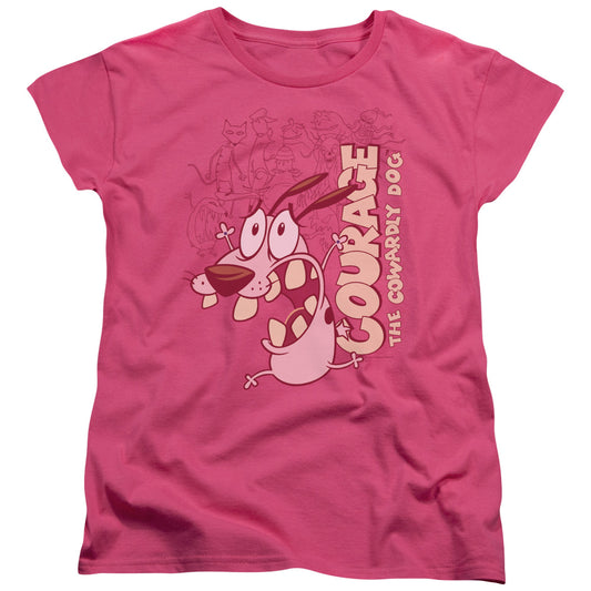 Courage the Cowardly Dog Running Scared Womens T Shirt Hot Pink