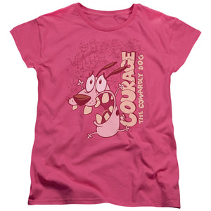 Courage the Cowardly Dog Running Scared Womens T Shirt Hot Pink