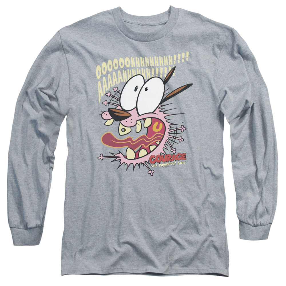 Courage the Cowardly Dog Scaredy Dog Mens Long Sleeve Shirt Athletic Heather