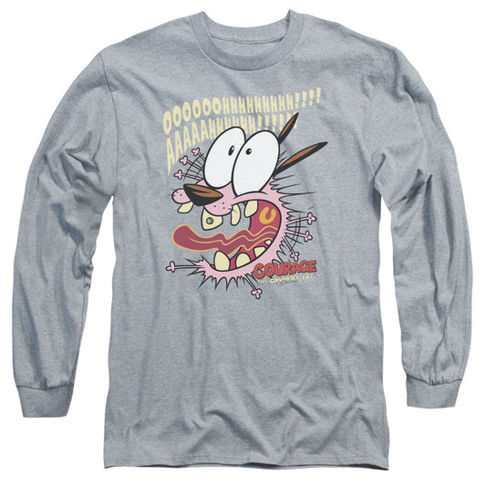 Courage the Cowardly Dog Scaredy Dog Mens Long Sleeve Shirt Athletic Heather