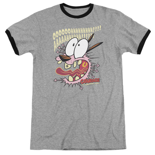 Courage the Cowardly Dog Scaredy Dog Heather Ringer Mens T Shirt Heather