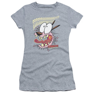 Courage the Cowardly Dog Scaredy Dog Junior Sheer Cap Sleeve Womens T Shirt Athletic Heather