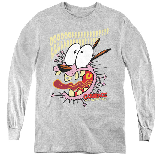 Courage the Cowardly Dog Scaredy Dog Long Sleeve Kids Youth T Shirt Athletic Heather