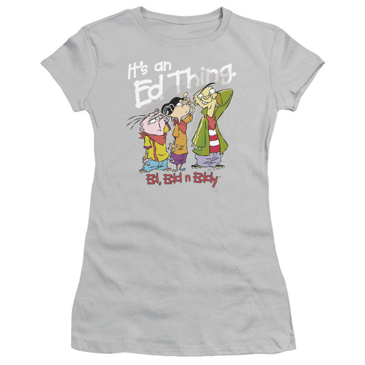 Ed Edd N Eddy Its an Ed Thing Junior Sheer Cap Sleeve Womens T Shirt Silver