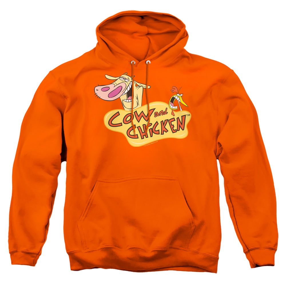 Cow & Chicken Logo Mens Hoodie Orange