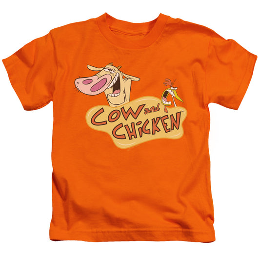 Cow & Chicken Logo Juvenile Kids Youth T Shirt Orange 