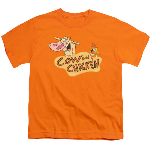 Cow & Chicken Logo Kids Youth T Shirt Orange