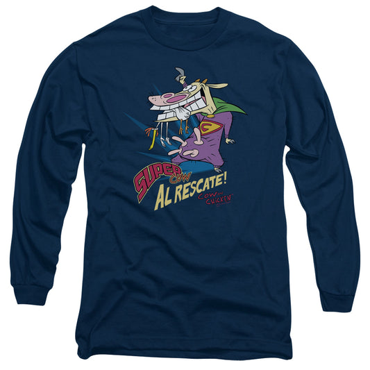 Cow & Chicken Super Cow Mens Long Sleeve Shirt Navy Blue