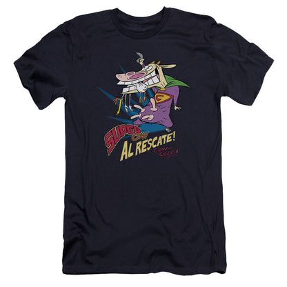 Cow & Chicken Super Cow Premium Bella Canvas Slim Fit Mens T Shirt Navy Blue