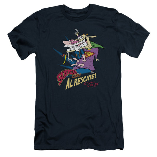 Cow & Chicken Super Cow Slim Fit Mens T Shirt Navy Blue