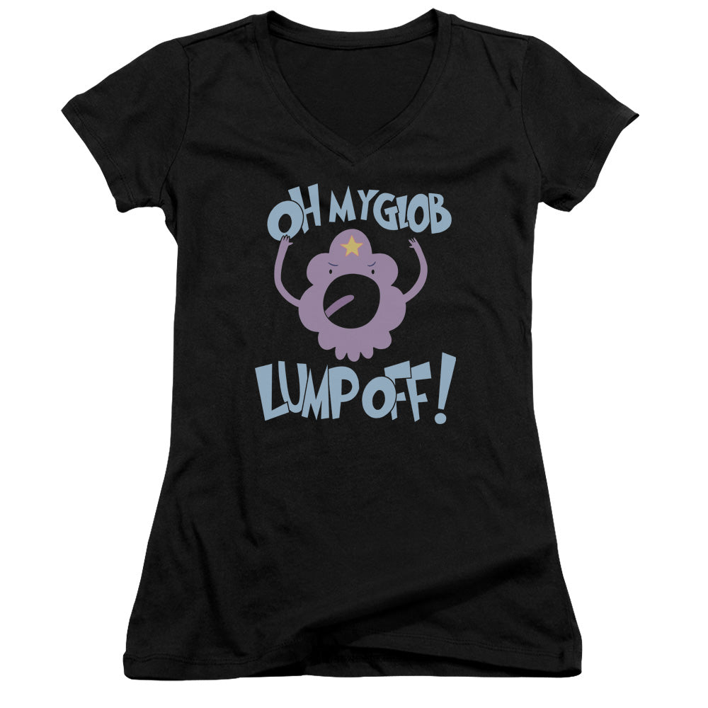 Adventure Time Lump Off Junior Sheer Cap Sleeve V Neck Womens T Shirt Black