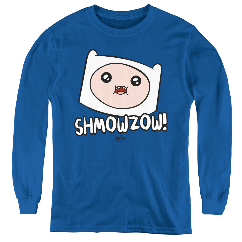 Adventure Time Shmowzow Long Sleeve Kids Youth T Shirt Royal Blue