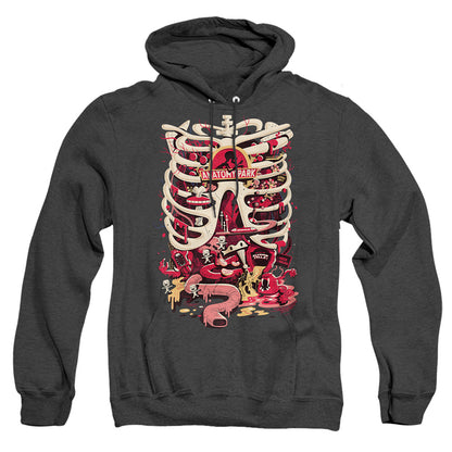 Rick And Morty Anatomy Park Logo Mens Heather Hoodie Black Officially Licensed