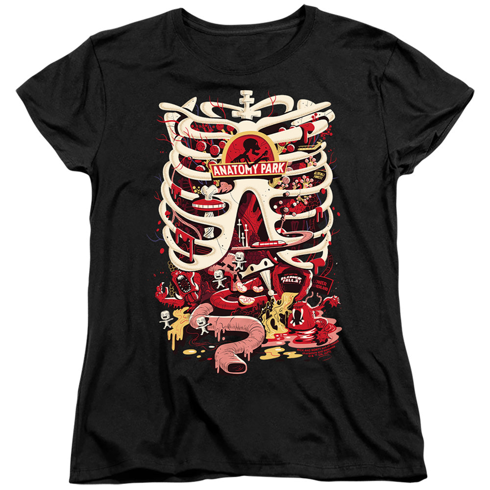 Rick And Morty Anatomy Park Logo Womens T Shirt Black Officially Licensed