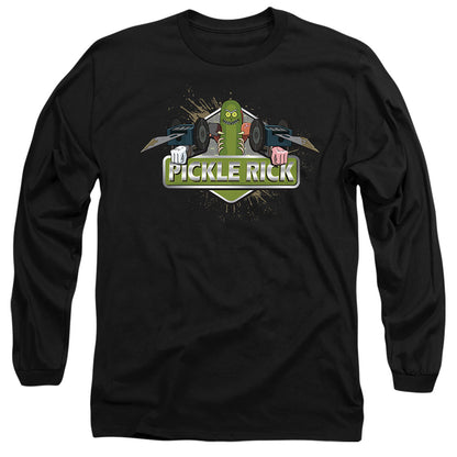 Rick And Morty Pickle Rick Mens Long Sleeve Shirt Black Officially Licensed