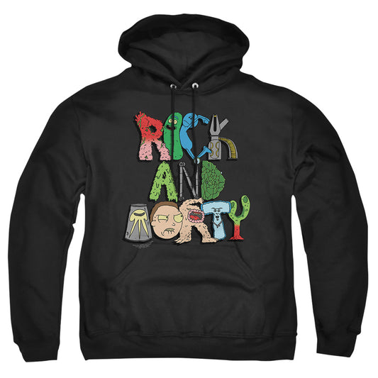 Rick And Morty Illustrated Logo Mens Hoodie Black
