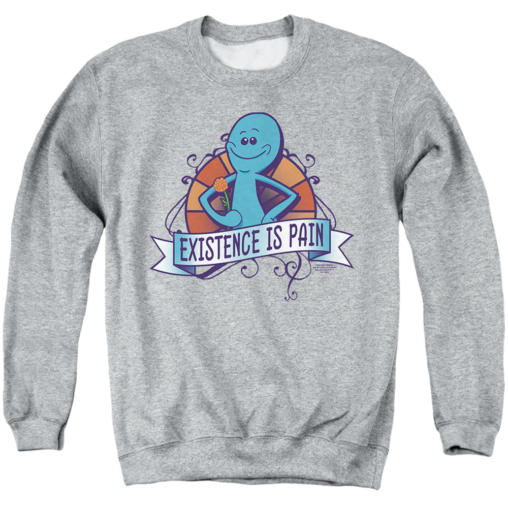 Rick And Morty Existence Is Pain Mens Crewneck Sweatshirt Athletic Heather