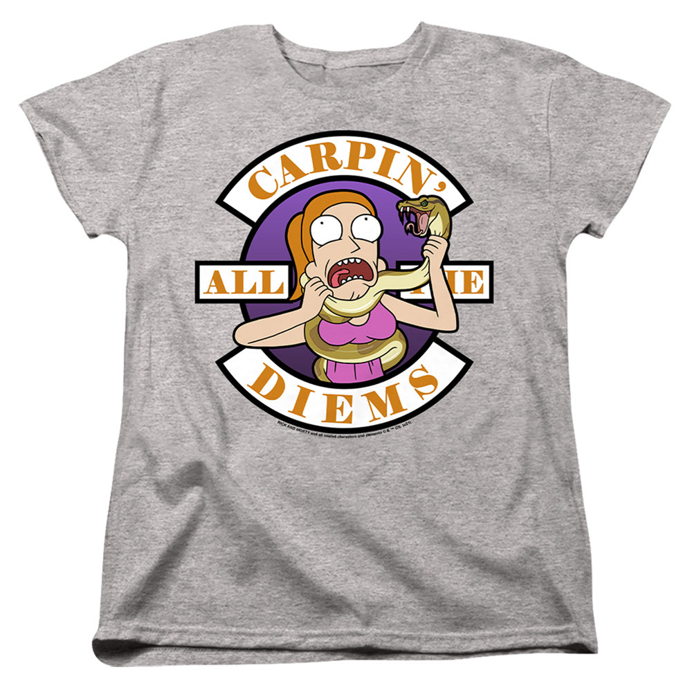 Rick And Morty Carp En All Them Diems Womens T Shirt Athletic Heather Officially Licensed