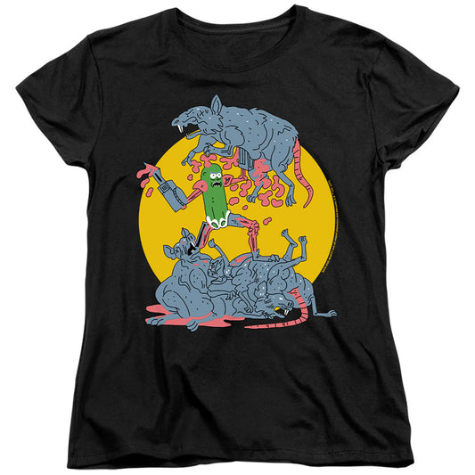 Rick And Morty The Adventures Of Pickle Rick Womens T Shirt Black Officially Licensed