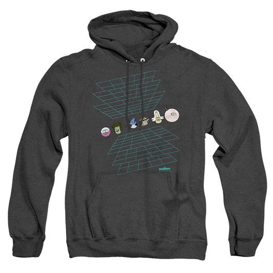 The Regular Show Regular Grid Mens Heather Hoodie Black Officially Licensed