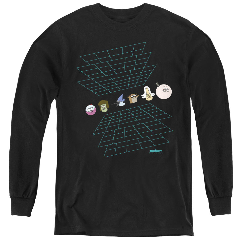 The Regular Show Regular Grid Long Sleeve Kids Youth T Shirt Black