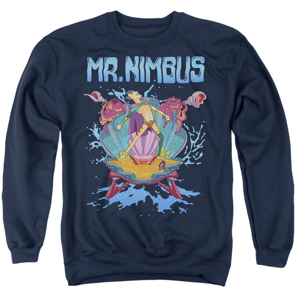 Rick And Morty Mr. Nimbus Design Mens Crewneck Sweatshirt Navy