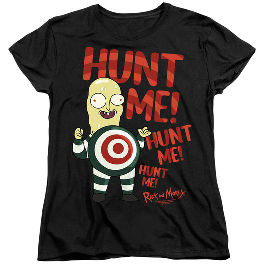 Rick And Morty Hunt Me Womens T Shirt Black Officially Licensed