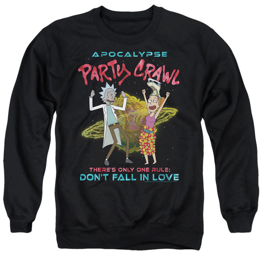 Rick And Morty Apocalypse Party Crawl Mens Crewneck Sweatshirt Black