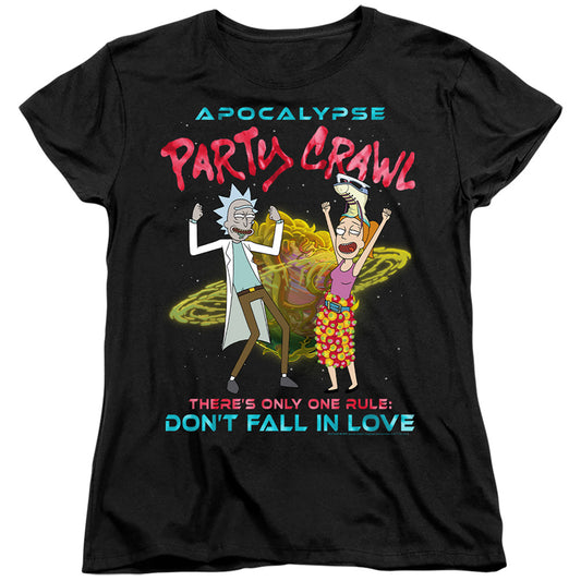 Rick And Morty Apocalypse Party Crawl Womens T Shirt Black Officially Licensed