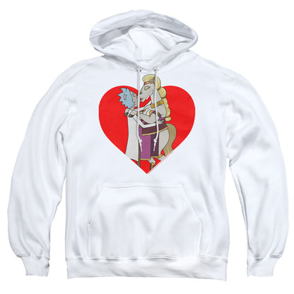 Rick And Morty Rick And Horse Kiss Mens Hoodie White