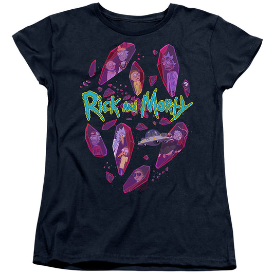 Rick And Morty Death Crystal Futures Womens T Shirt Navy Officially Licensed