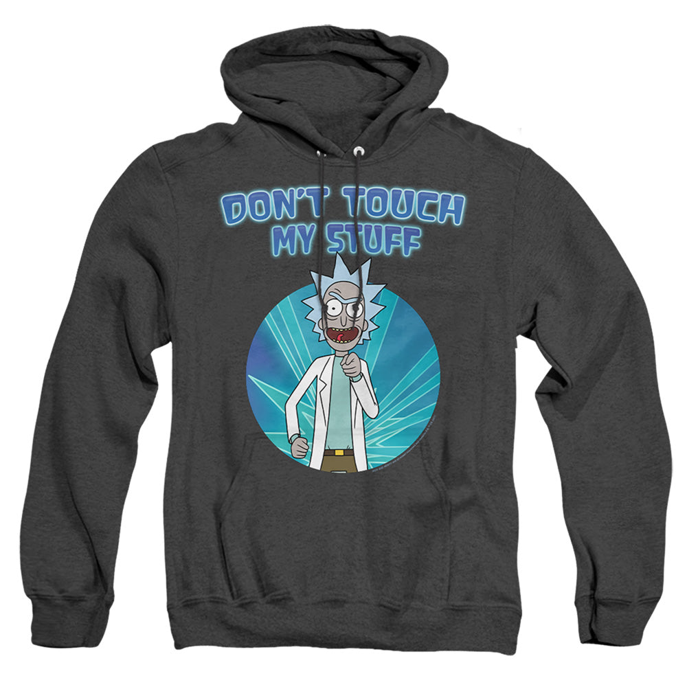 Rick And Morty Don'T Touch Mens Heather Hoodie Black Officially Licensed