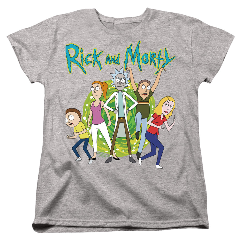 Rick And Morty Family Fights Together Womens T Shirt Athletic Heather Officially Licensed
