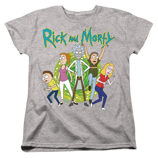 Rick And Morty Family Fights Together Womens T Shirt Athletic Heather Officially Licensed