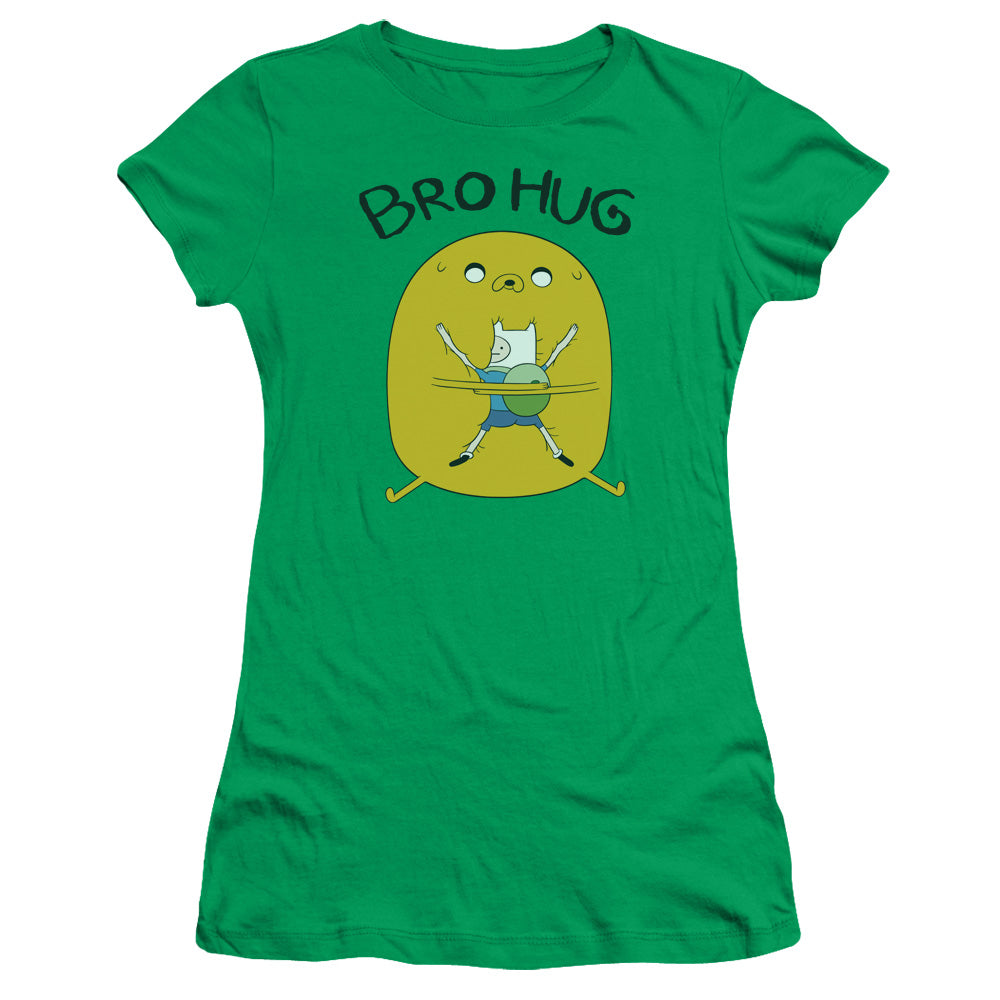 Adventure Time Bro Hug Junior Sheer Cap Sleeve Womens T Shirt Kelly Green