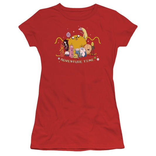 Adventure Time Outstretched Junior Sheer Cap Sleeve Womens T Shirt Red