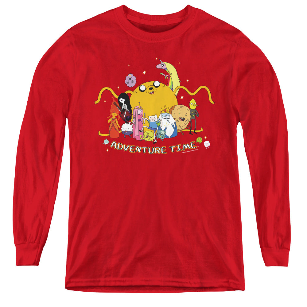 Adventure Time Outstretched Long Sleeve Kids Youth T Shirt Red