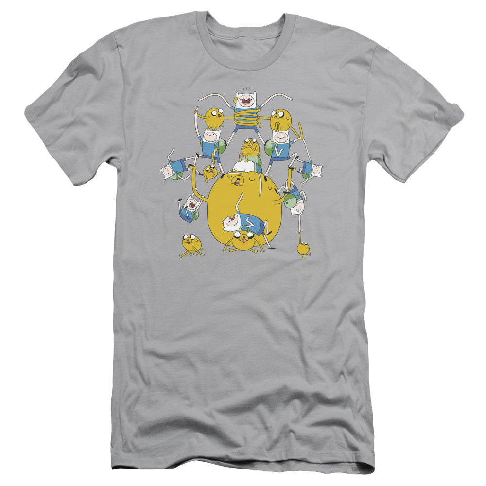 Adventure Time Finn&jake Group Slim Fit Mens T Shirt Silver