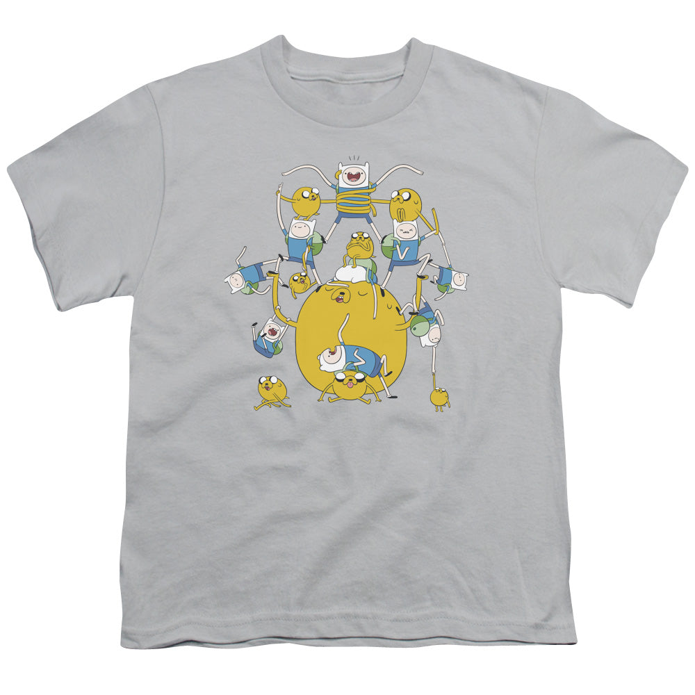 Adventure Time Finn&jake Group Kids Youth T Shirt Silver