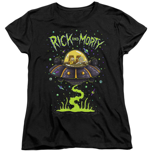 Rick And Morty Ufo Womens T Shirt Black Officially Licensed