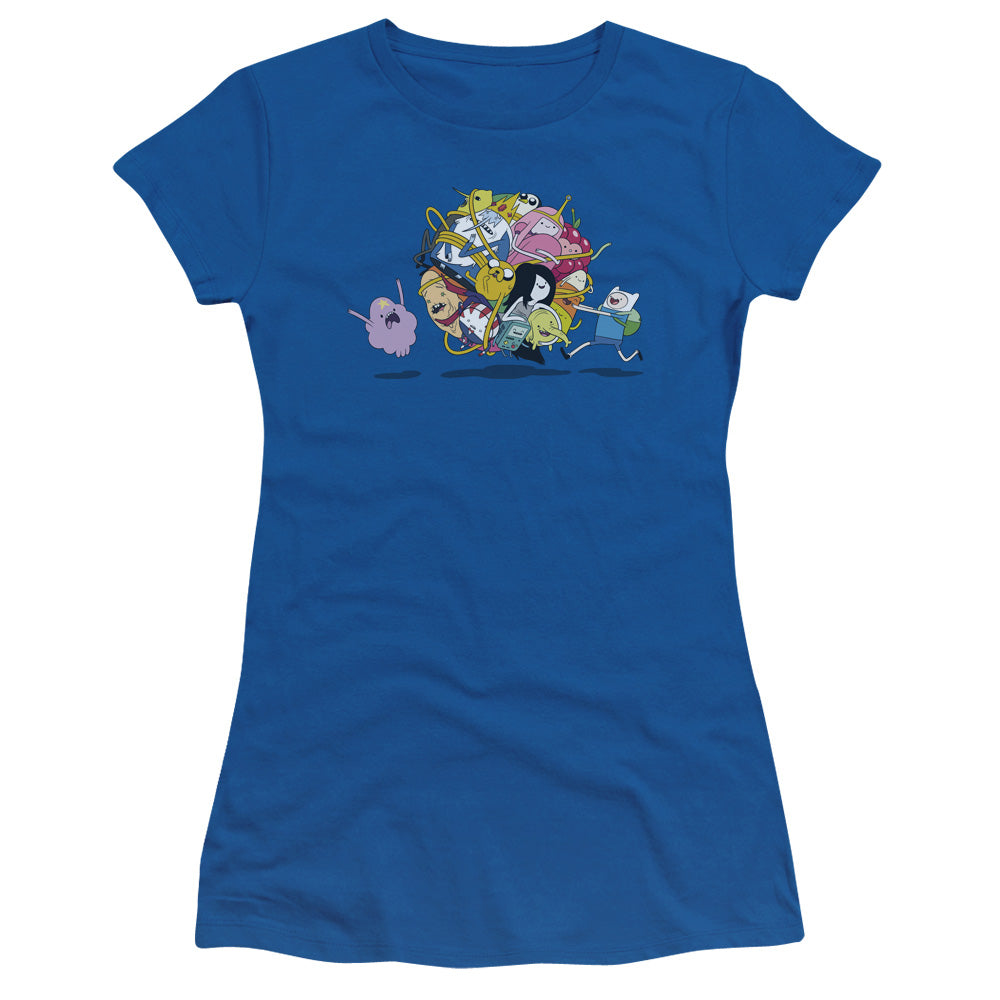 Adventure Time Glob Ball Junior Sheer Cap Sleeve Womens T Shirt Royal Blue