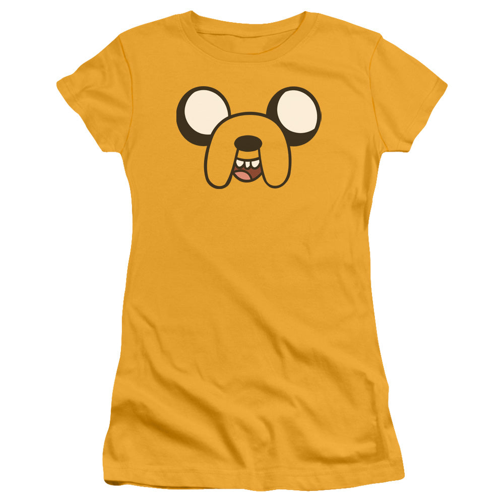 Adventure Time Jake Head Junior Sheer Cap Sleeve Womens T Shirt Gold