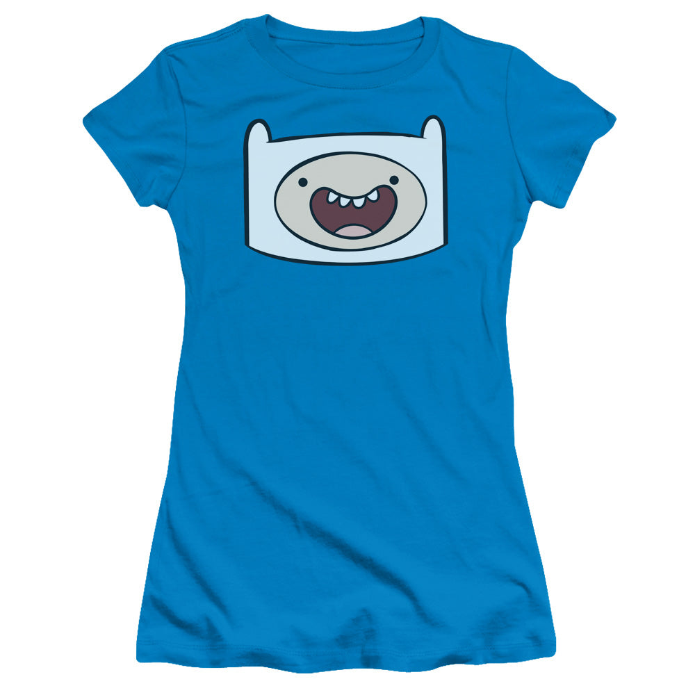 Adventure Time Finn Head Junior Sheer Cap Sleeve Womens T Shirt Turquoise