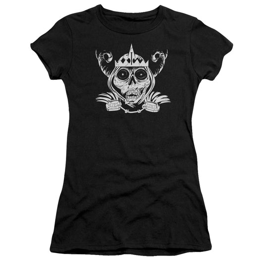 Adventure Time Skull Face Junior Sheer Cap Sleeve Womens T Shirt Black