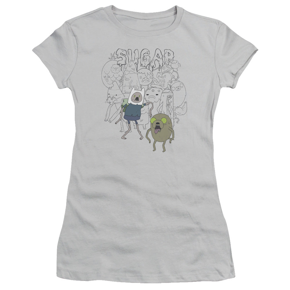 Adventure Time Sugar Zombies Junior Sheer Cap Sleeve Womens T Shirt Silver